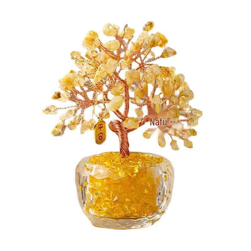 Natural Crystal Wealth Tree Ornament for Entrance or Desktop