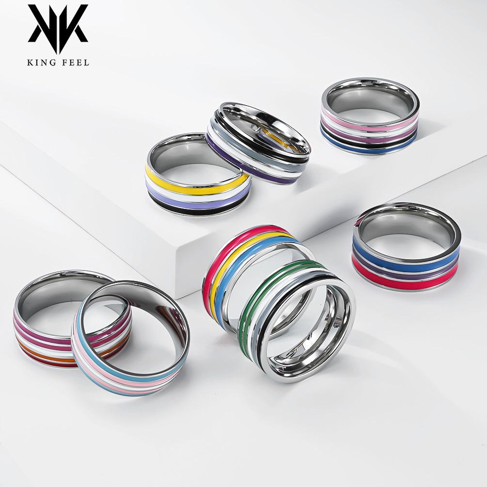 Unisex Titanium Steel Color Flag Ring – Fade-Resistant, Drip Oil Jewelry for Men and Women