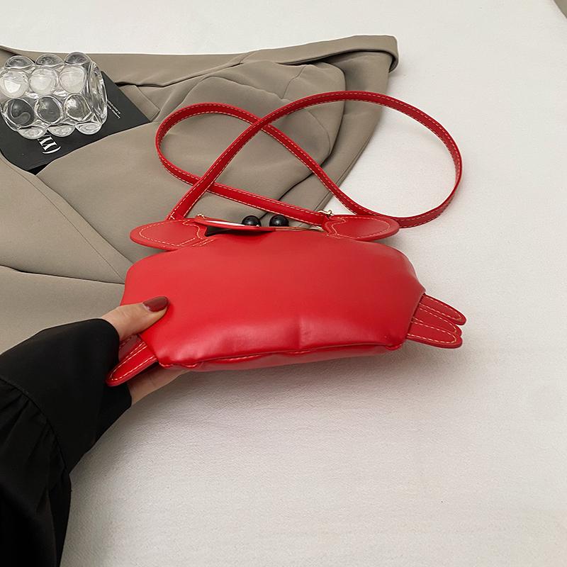 Damen Krabben Schultertasche - Verstellbarer Schultergurt, Glänzende rote krabbenförmige Clutch, Lustige Tier-Umhängetasche, Leicht, Modisch und kreativ