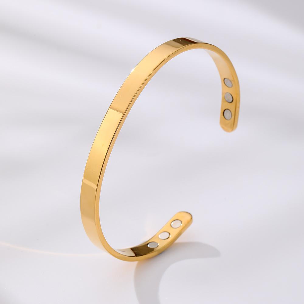 Titanium Steel Magnetic Bracelet Bangle for Men and Women, Copper Magnetic Bangle with Magnets, Adjustable Jewelry Gift