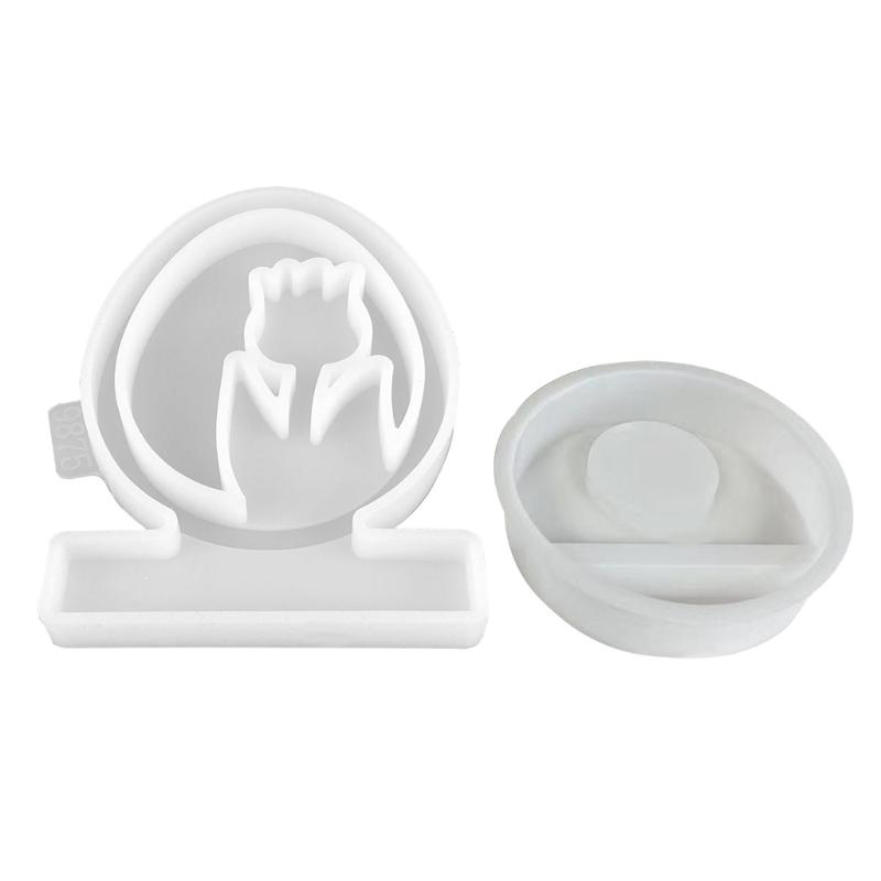 Easter Rabbit Candle Holder Mold for Candle Tealight Holder Decorations Gypsum Ornament, Hollow Flower Resin Mold