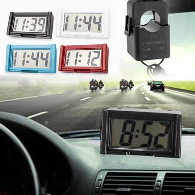 4colors Mini Car Dashboard Digital Clock Vehicle Self-Adhesive Clock With LCD Time Day Display Automotive Stick Car Accessories