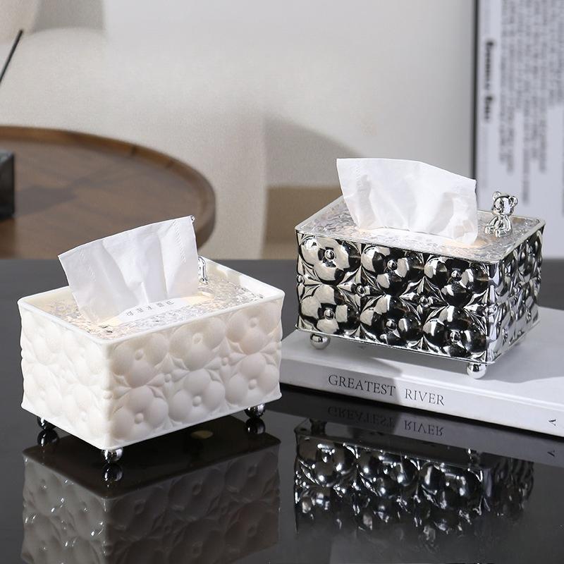 Jacquard Taschentuchbox Organizer Serviettenetui Leichter Luxus Wohnzimmer Schlafzimmer Couchtisch Taschentuch Aufbewahrungsbox Papierhalter