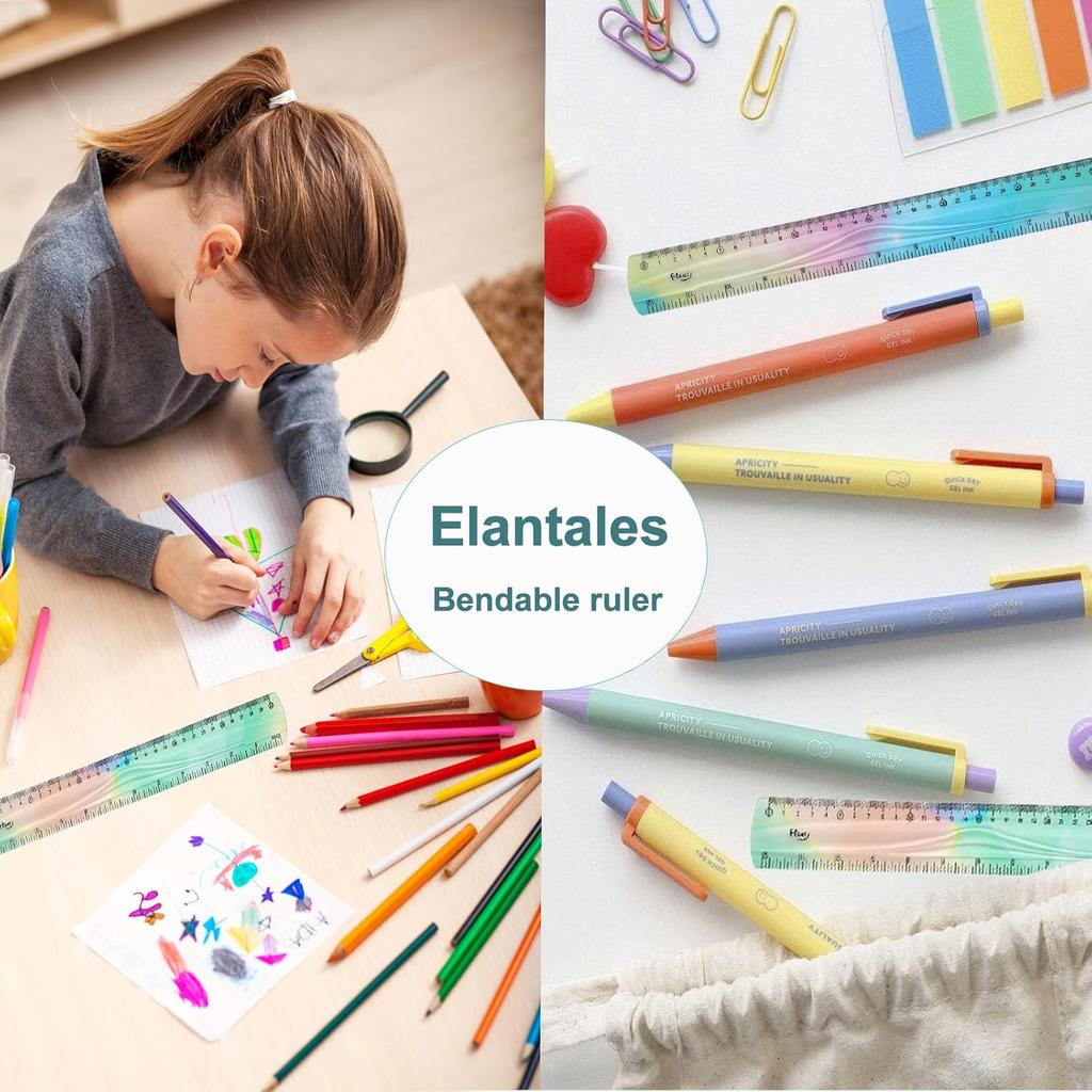 4 Pieces Flexible Ruler 12 Inch / 30 cm Bendable Soft Plastic Ruler Colorful Shatterproof Straight Edge Ruler for School, Classroom, Office