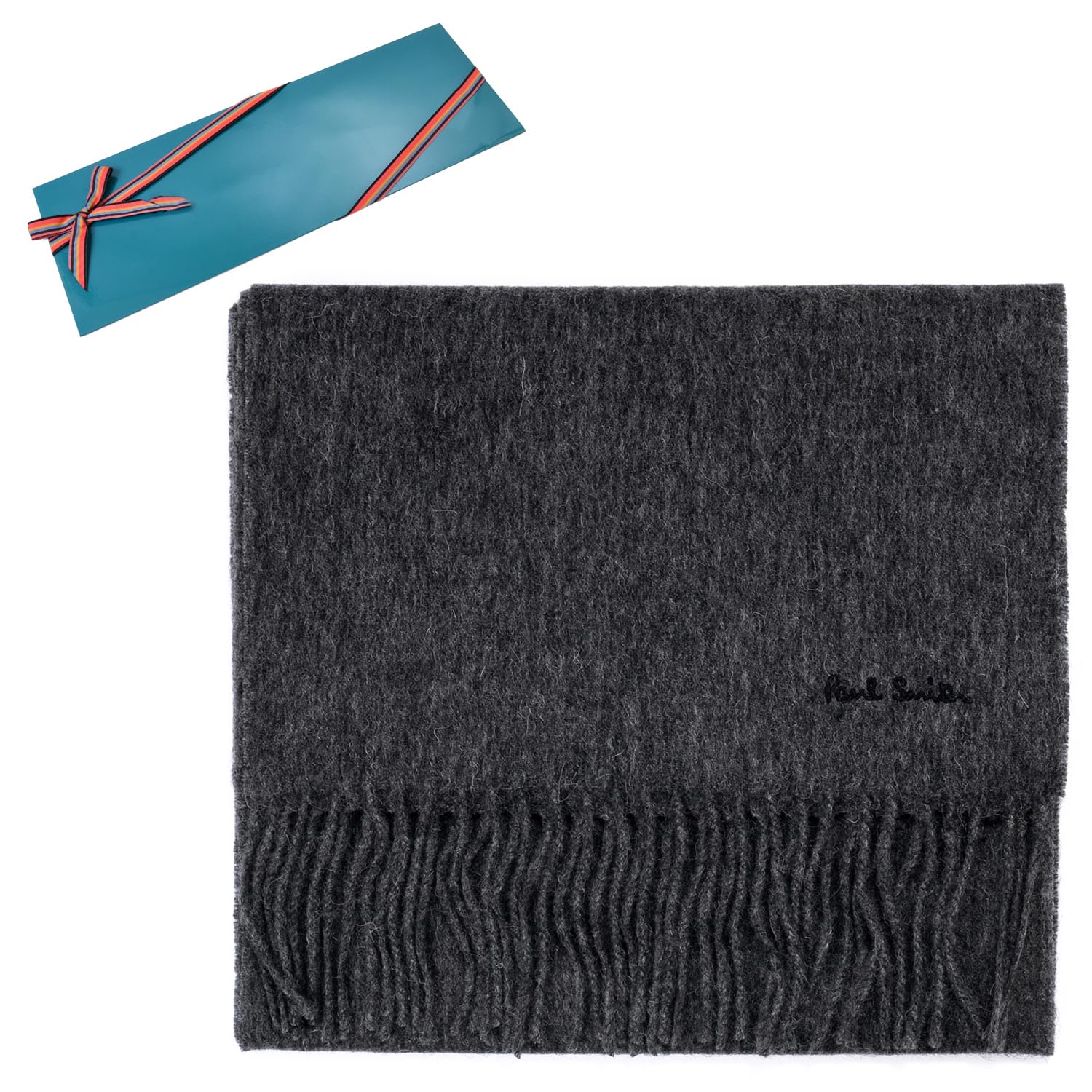 

Paul Smith MIA 933D A S04 Wool Logo Dark Gray Scarf/Stole, Unisex, Gift, Embroidery, (76)