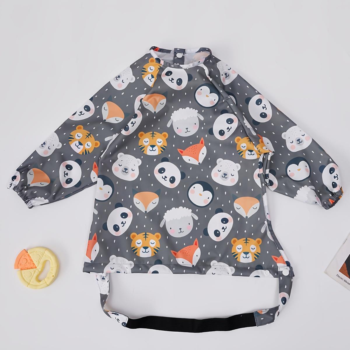 

Single Pack Baby Bib Adjustable Soft Children Apron 0 3 Years Long Sleeve Feeding Smock Snap Buttons Animal Floral Pattern Gift Animal