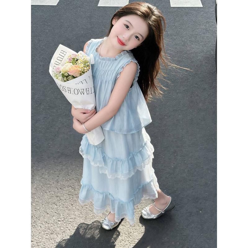 Girls' Sweet Set - Summer Children's Princess Top and Skirt Set (Two Pieces)