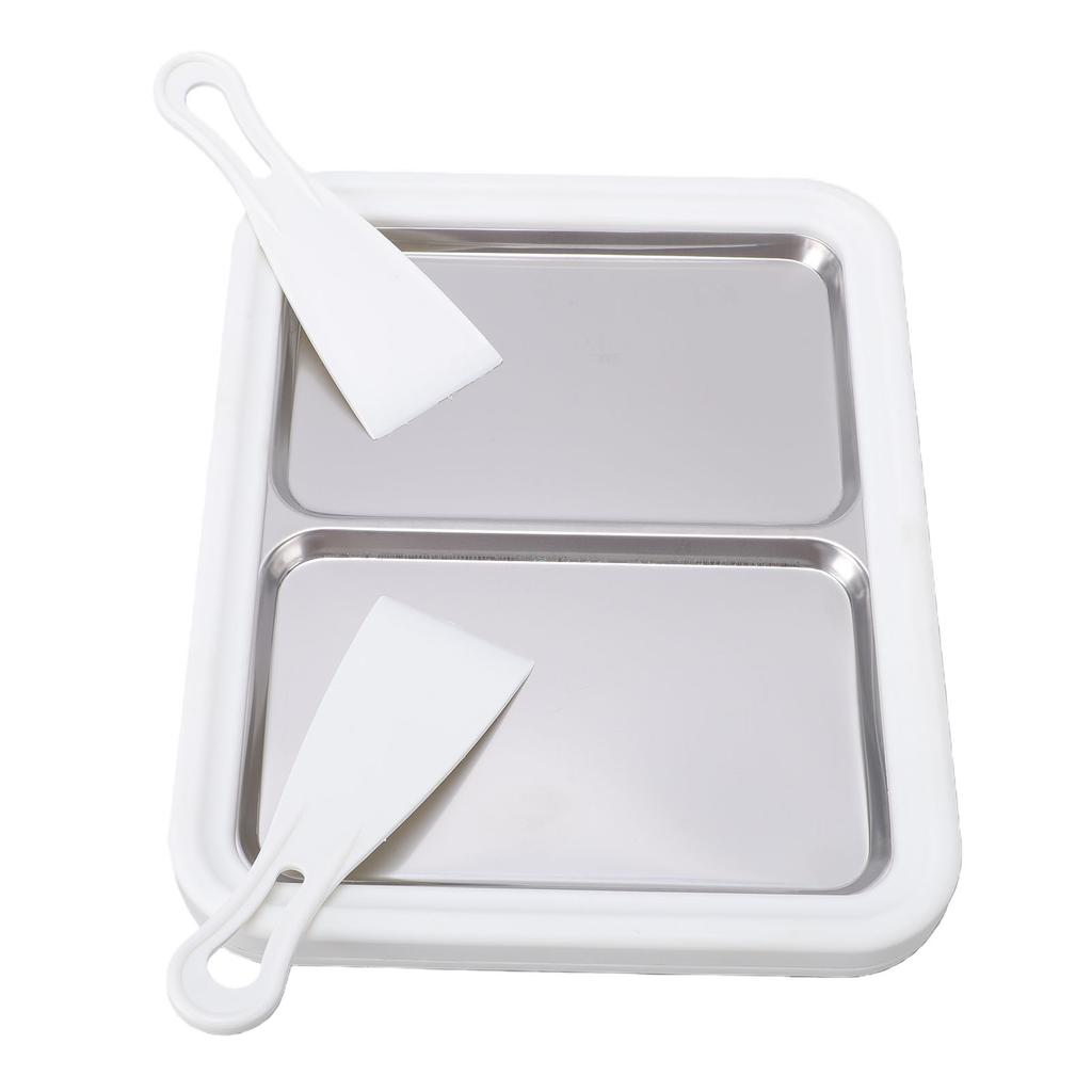Rolled Ice Cream Maker 304 Stainless Steel Ice Cream Roll Tray with Dual Pan for Homemade DIY