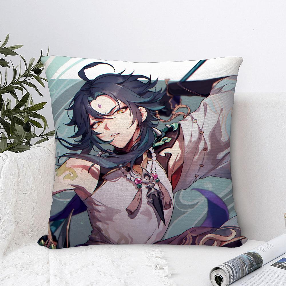 Xiao Genshin Impact Pillow Case Sofa Decorative Home Double-Sided Printing Short Plush Cushion Cover Throw Pillow Cover