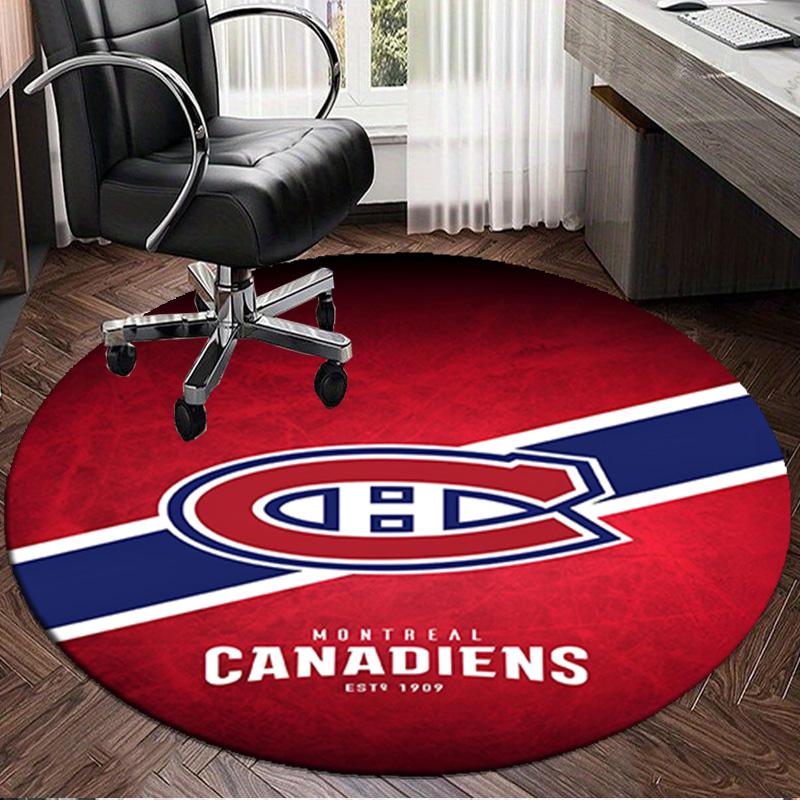 1PC Canadiens Hockey Team Round Rug, Non-slip Chair Mat, Home Decor, Circle Carpet Perfect for Office, Bedroom, Living Room,Christmas gift