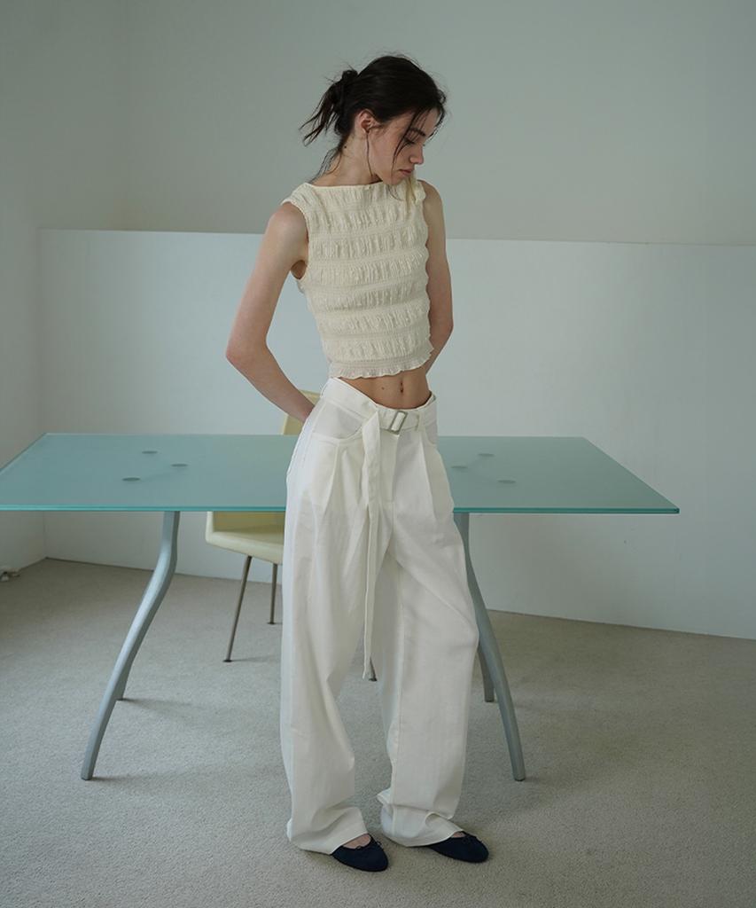 WITHOUT SUMMER Linen Belted Pants_Ivory