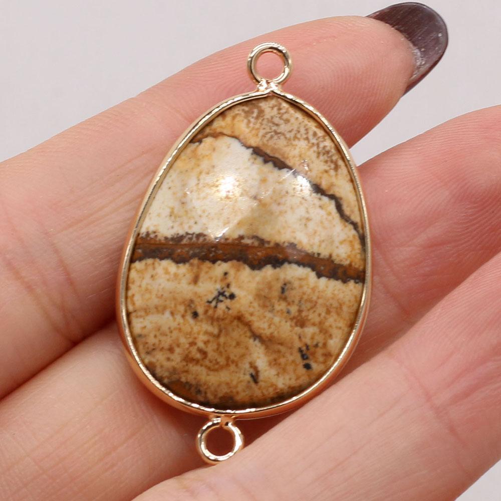 1Pc Reiki Healing Crystal Connector, Energy Natural Stone Gemstone Pendant Connectors for Jewelry Making DIY Necklace Bracelet Accessories Crafts