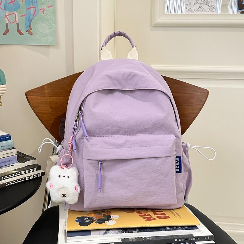 Japanese Soft Girl Bag Female Korean Version of Solid Color Joker Girl Backpack Junior High School Students High School Students Backpack.