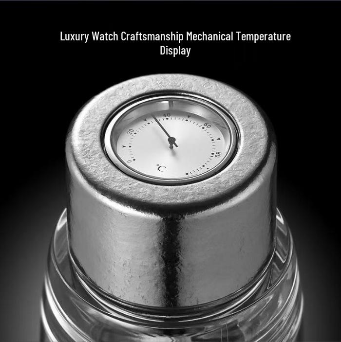 High-End Pure Titanium Insulated Cup with Mechanical Temperature Display and Tea Infuser - Portable and Perfect for Business Gifts