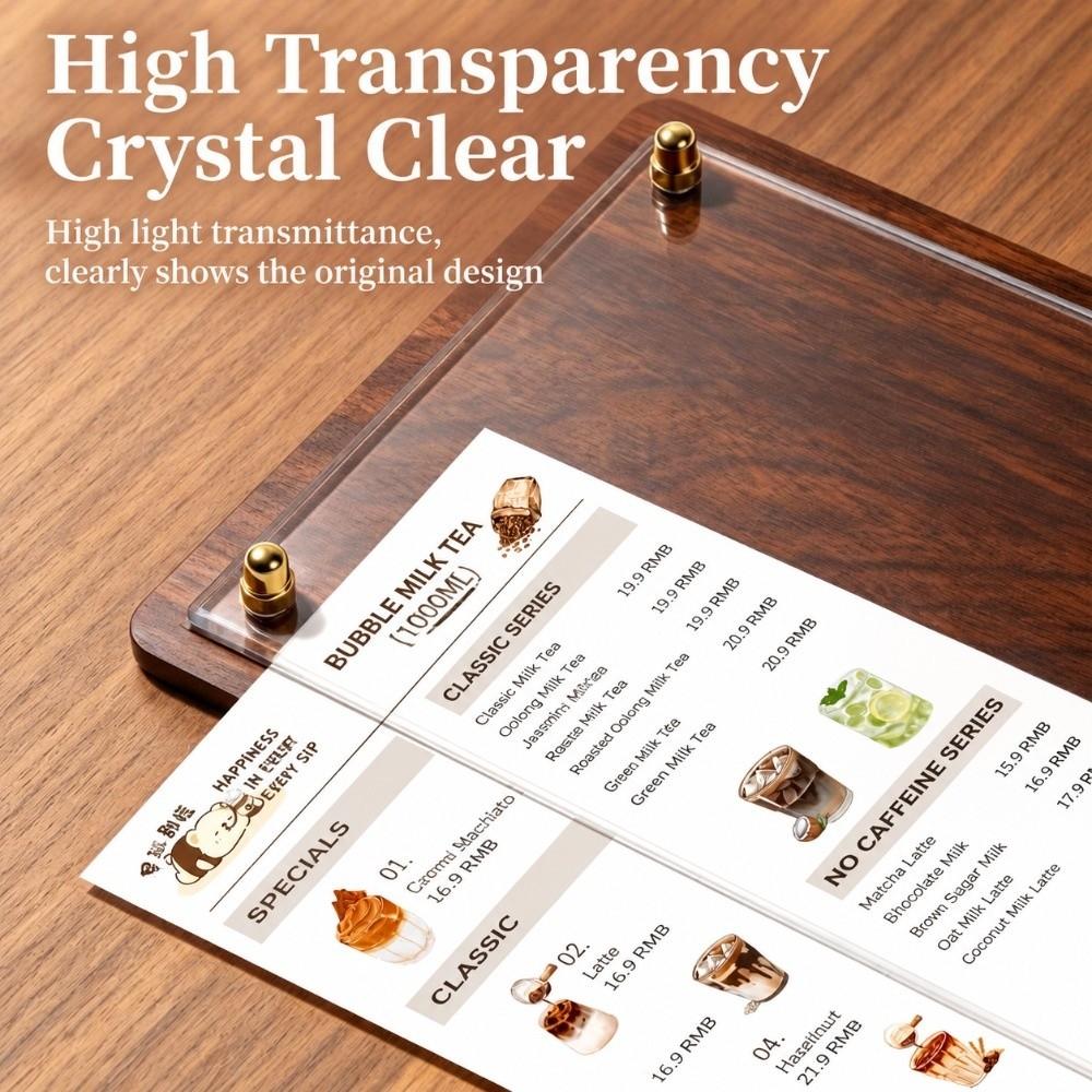Acrylic Table Menu Stand A4/A5/A6 Table Sign Holder Modern Menu Display Rack Milk Tea Shop