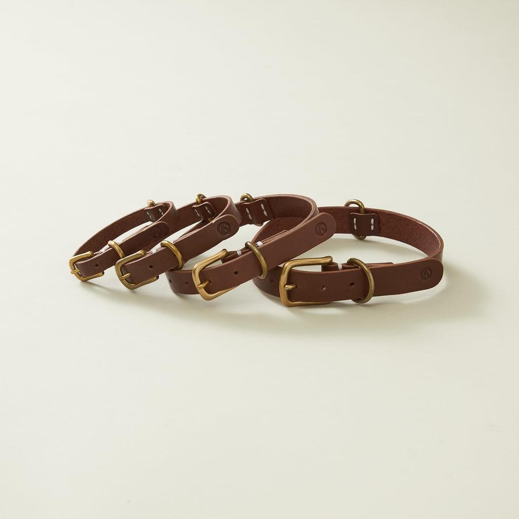 We Original All Leather Collar Brown GOOD MANNERS DOG SERIES - (L) /