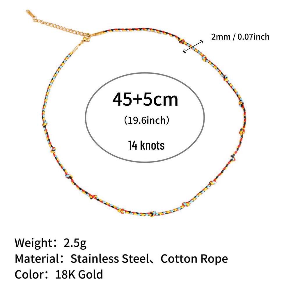 Colorful Dopamine Hot Girl Beach Necklace - European & American Style Cotton Rope Chain
