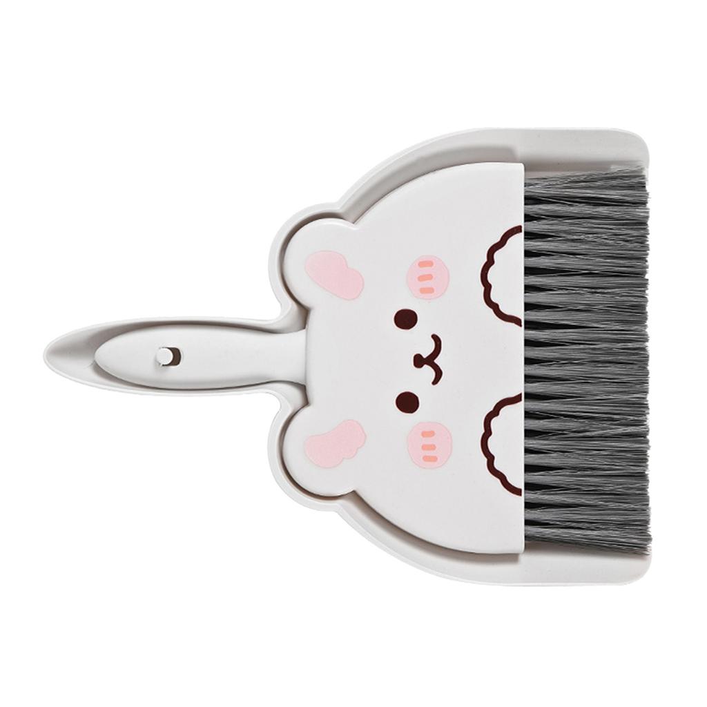 Dustpan and Brush Set Cartoon Mini Portable Cleaning Broom with Dust Pan for Desk Rabbit