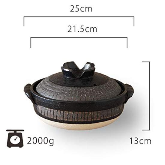 Minosarara Kurojukusa Deep Earthenware Pot for Direct for People Fire, No. 7, 1-2