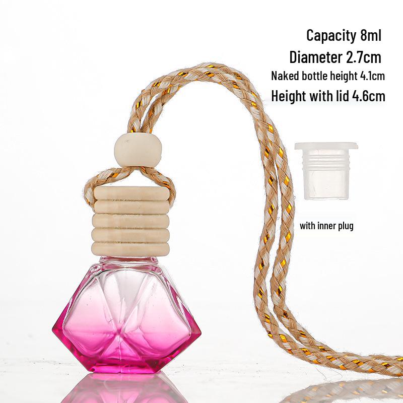 Gradient Car Air Freshener Glass Pendant, Transparent Aroma Diffuser Bottle, Empty for Fragrance 