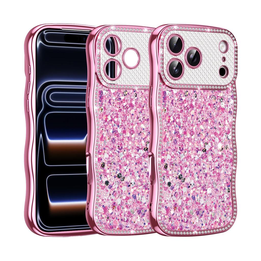 Diamond Glitter Electroplated Phone Case for Apple 17 Pro Max, 16 Pro, Wave 15, Magnetic Custom
