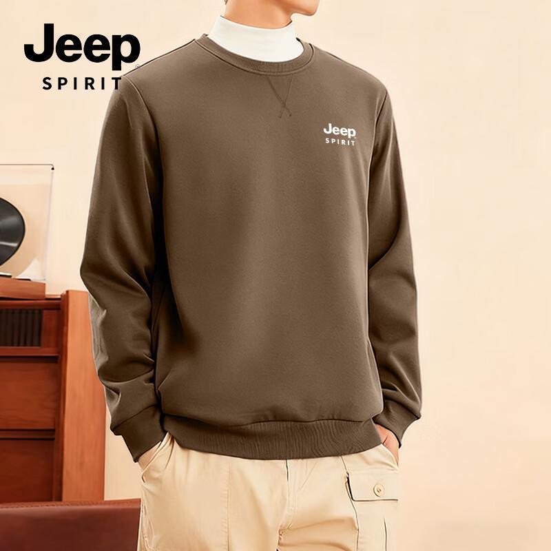 JEEP SPIRIT Men s Heavyweight Fleece Lined Round Neck Sweatshirt 4XL