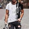T-shirt Estiva da Uomo Girocollo Stampata in 3D Moda Versatile Traspirante Tendenza Casual