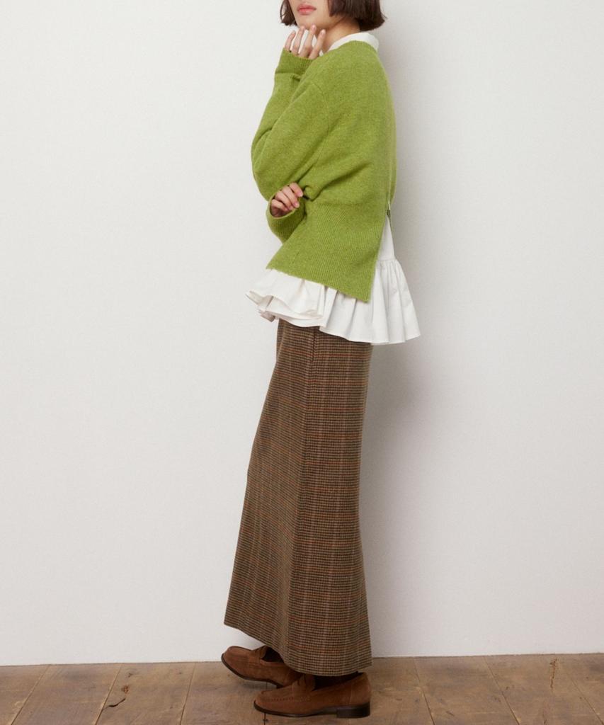 Okuka Classic Check Wool Long Skirt