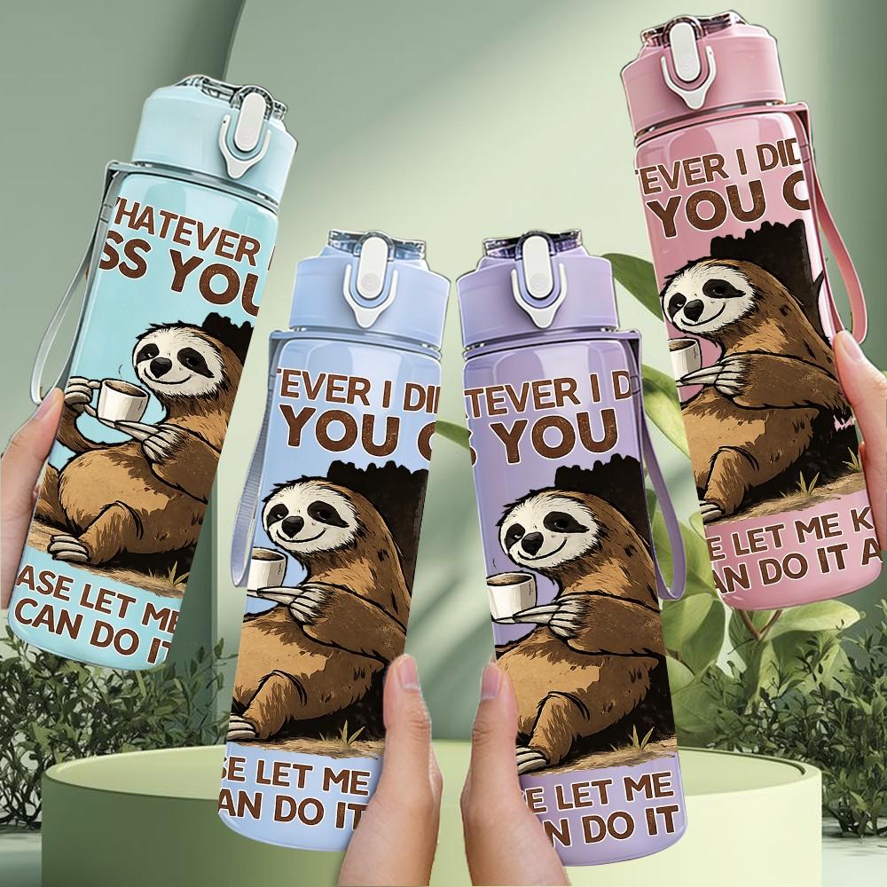 1PC Grumpy Bear Funny Sarcastic Quote 750ml Color Plastic Sports Water Bottle Leakproof Flip Straw Lid Suitable for Sports Office Home Use