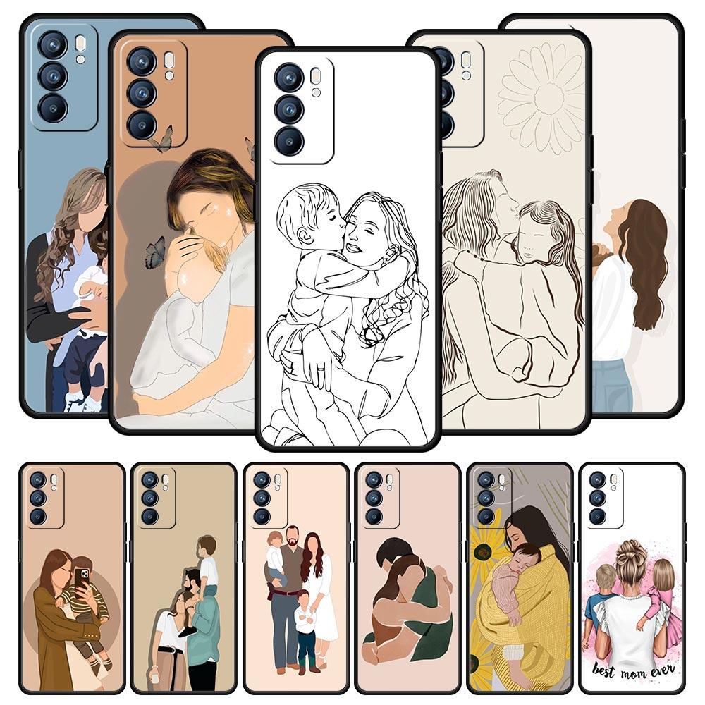 Baby Girl Mom Family Phone Case For Oppo Reno8 Reno7 Reno6 Pro A54 5G Find X6 X5 A53 A52 A9 A15 A95 A17 A16 A57 A31 Cover