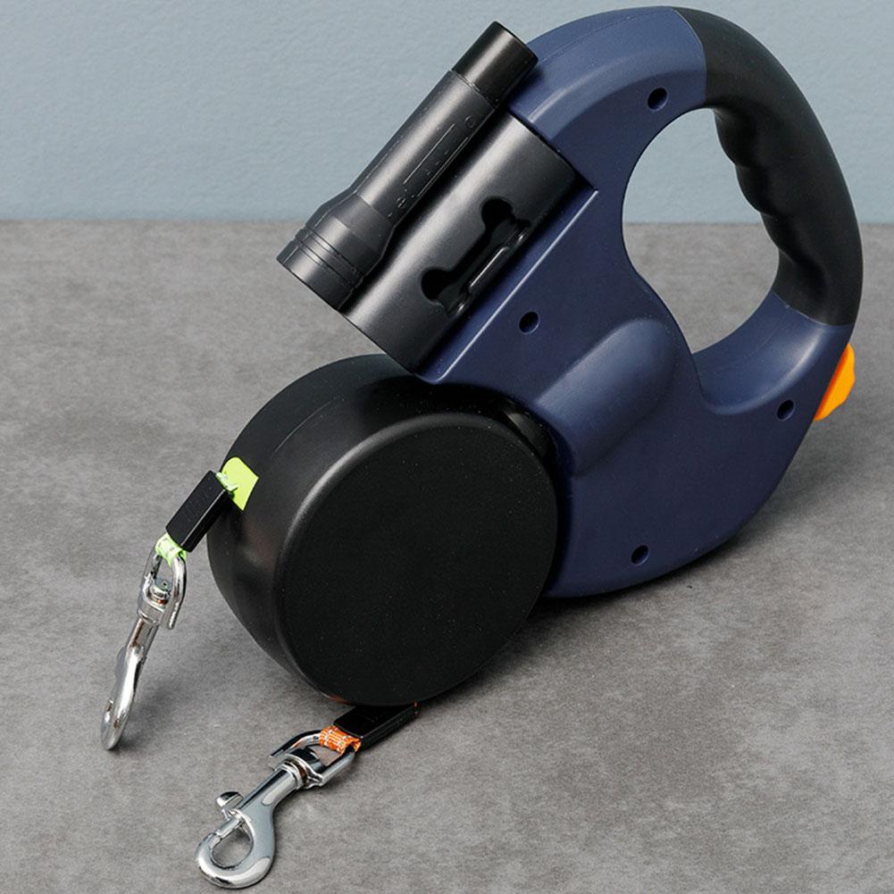 Double Headed Dog Leash Traction Rope 360 Degree Swivel Dog Walking Leash with LED Light Retractable Dog Leash Pet Supplies