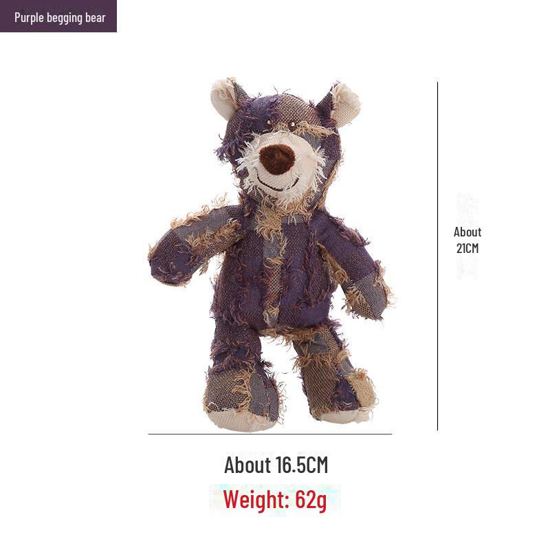 

Plush Cartoon Bear Dog Chew Toy for Teeth Cleaning фиолетовый