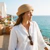 Weave Straw Pillbox Hat Elegant Medicine Box Hat Women Flat Cap  Airline Uniform