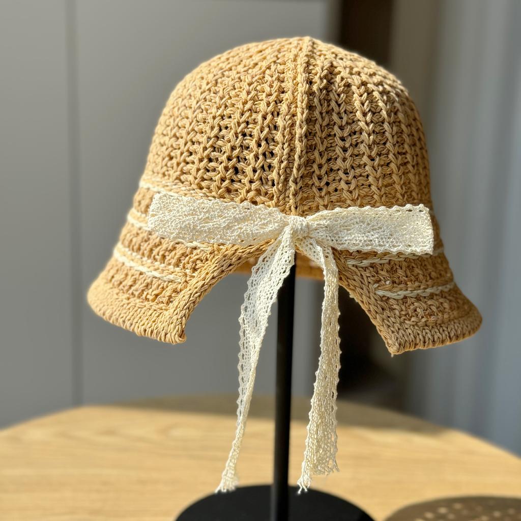 Weben Temperament Mode Fischerhut Kinder Frühling und Sommer Freizeit Hohl Gestrickter Beckenhut