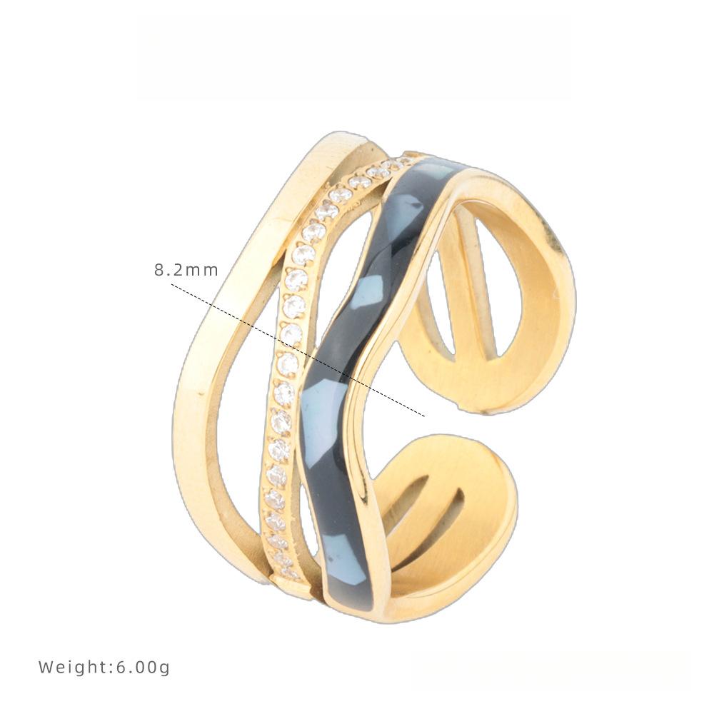 

Кольцо с бриллиантами в три яруса, класса люкс, женское, нишевый дизайн, простое кольцо, кольцо не тускнеет, титановая сталь, штабелируемое, поясное ювелирное изделие 9