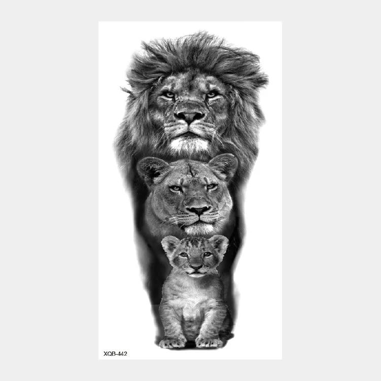 Upper Arm Sleeve Crown Lion Tiger Wolf Head Waterproof Temporary Stickers Body Art Fake Tattoo For Women Men