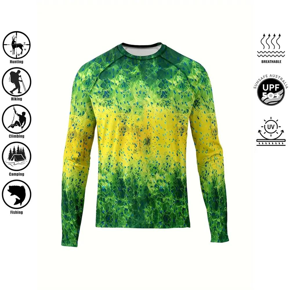 Herren Sommer Langarm Anglerhemd Schnelltrocknend Performance UPF 50+ UV-Schutz Blau Camouflage Oberteil