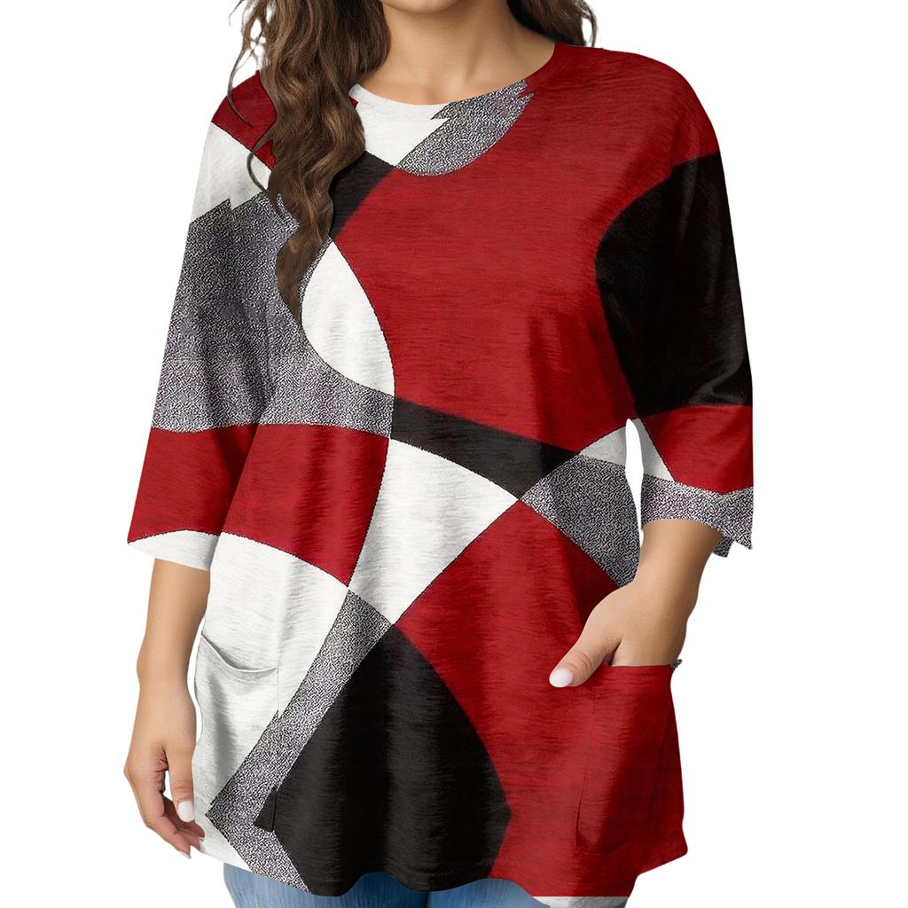 Damen Mode Übergröße Bedruckte Kurzarmbluse Für Elegantes Pendeln Und Freizeitkleidung
