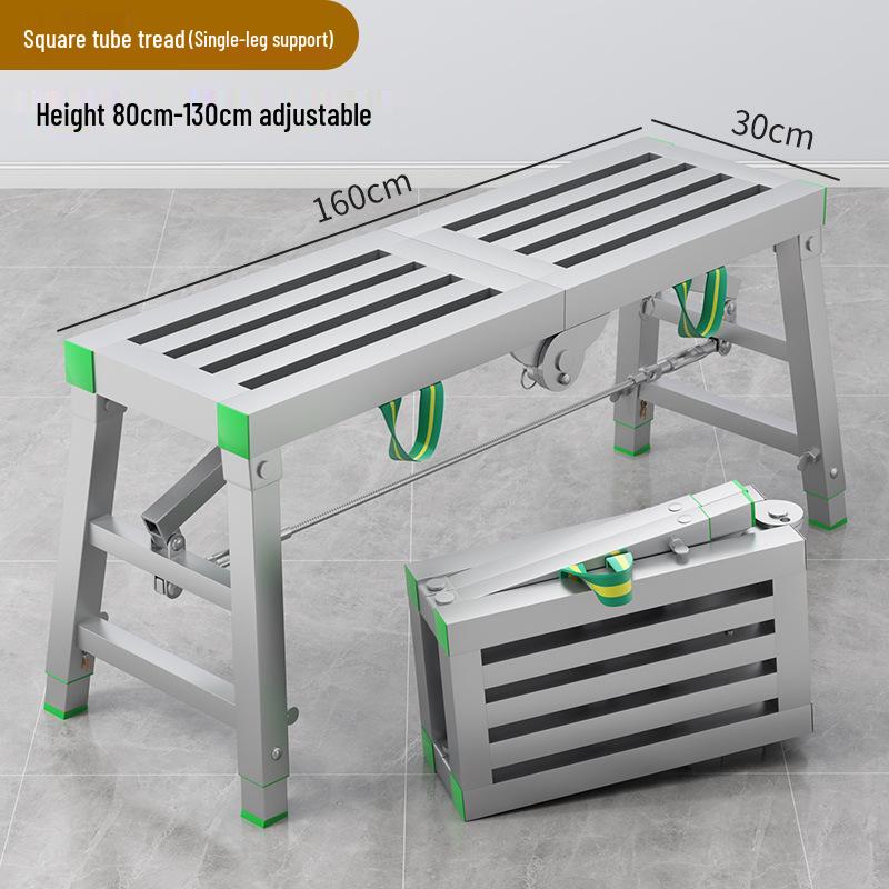 Folding Heightened Trestle Ladder and Putty Scraper for Construction