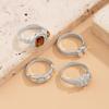 4Pcs Boho Rhinestone Rings Set for Women Wed Bridal Geometric Vintage Punk Metal Knuckle Ring Couple Jewelry Y2K Accessories