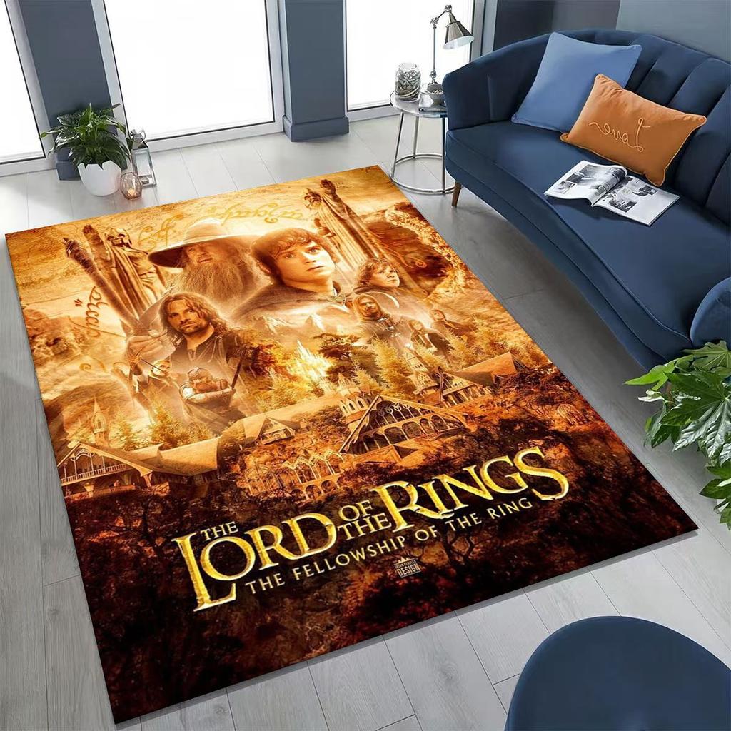 3D L-Lord of The Rings H-Hobbit Movie Board Rug for Bedroom Living Room Sofa Home Doormat Decor, Large Kids Non-slip Floor Mat