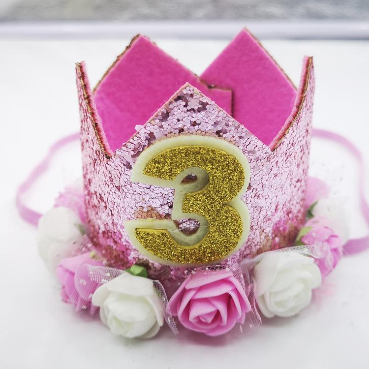 Pompom Flower Bronzing Party Hat Children'S Birthday Full Moon Party Decoration Birthday Hat