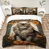 3Pcs Maine Coon Cat Portrait Bedding Set Soft Fabric Duvet Cover Pillowcases Home Christmas Xmas Halloween Gift 1 Duvet Cover 2 Pillowcase G1242