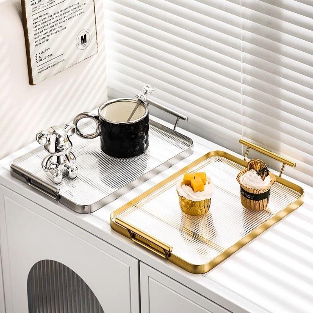Thicken Acrylic Serving Tray Leak-proof Kitchen Countertop Organizer Clear Serving Platters  Party