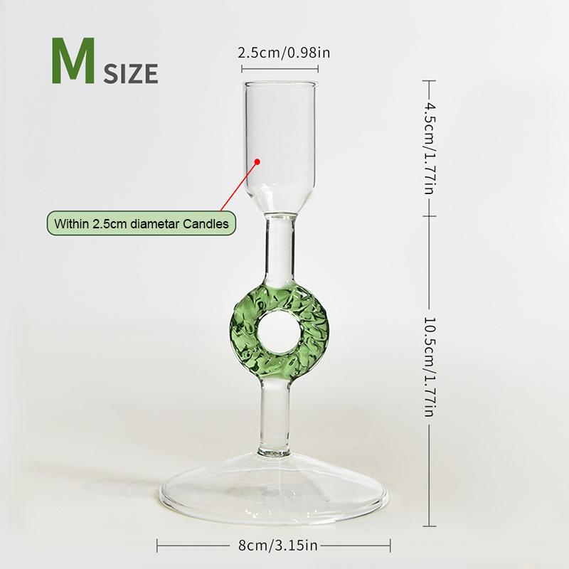 1PC Green Party Glass Candlesticks Nordic 2-in-1 Glass Candle Holder Vintage Multiple Options Available