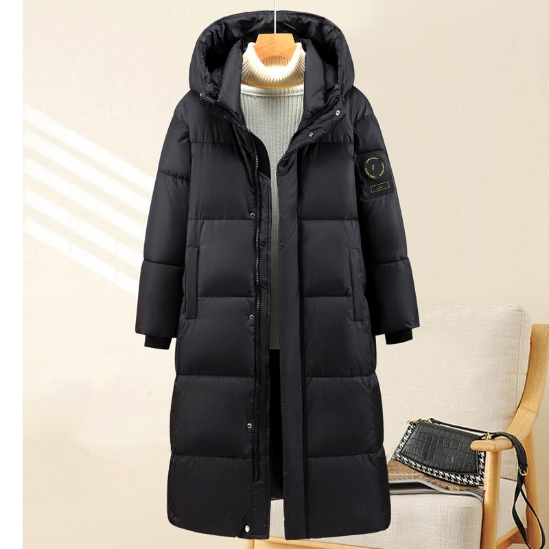 Fashion Winter Woman Long Parkas Hooded Loose Thick Warm Jacket Black Overcoat Women's Coats