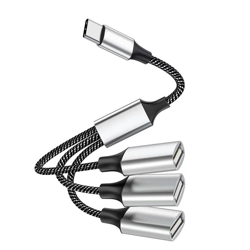 Type-C Multi-Port Docking Station: 1-to-3/1-to-2 USB Charging, Mouse/Keyboard/U Disk HUB Splitter