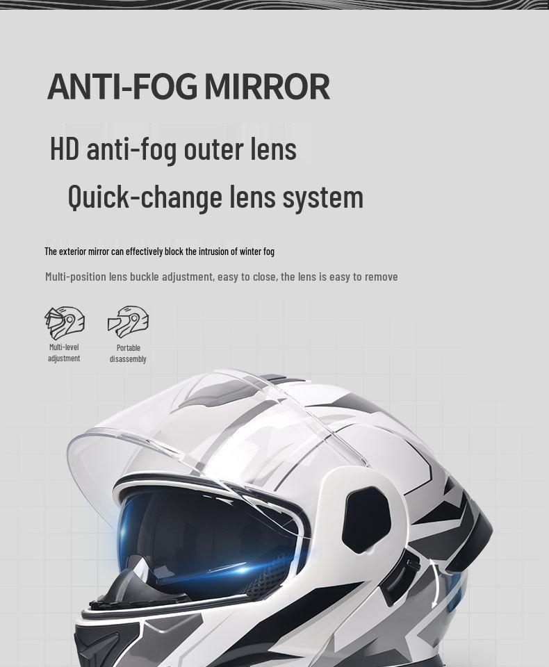 AD Flip-Up Full Face Electric Motorcycle Helmet, Unisex, All-Season, 3C/DOT Certified Safety Gear