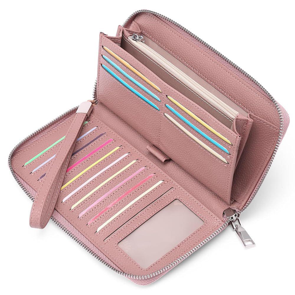 RFID Hırsızlığa Karşı PU Deri Kadın Cüzdanı, Büyük Kapasiteli, Çoklu Kart Yuvalı Uzun ve Şık.