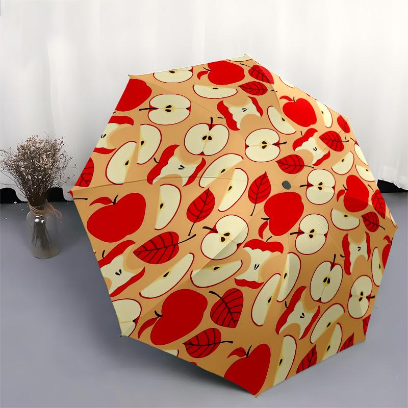 1pc Apple Slices Pattern Umbrella with Plastic Handle,Suitable for All Seasons Home Travel Outdoor UmbrellaPT266